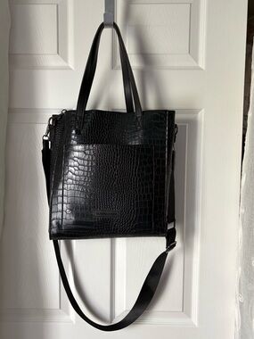 Claudia Canova moc croc-Embossed shoulder bag crossbody strap tote removal pouch